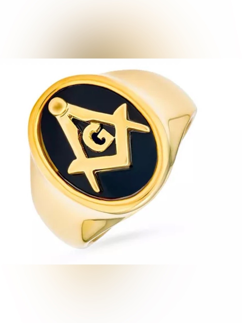 Secret Society Black Oval Masonic Signet Ring Stainless Steel size 10 NWT